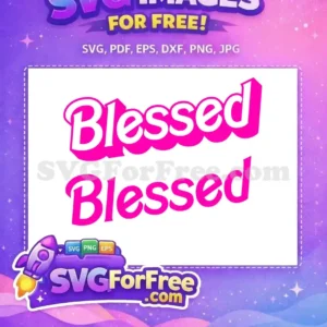 Free Blessed SVG Design with Pink 3D Shadow Effect Free 'Blessed' SVG design featuring bold white text with a vibrant hot pink 3D shadow effect, perfect for free crafts.