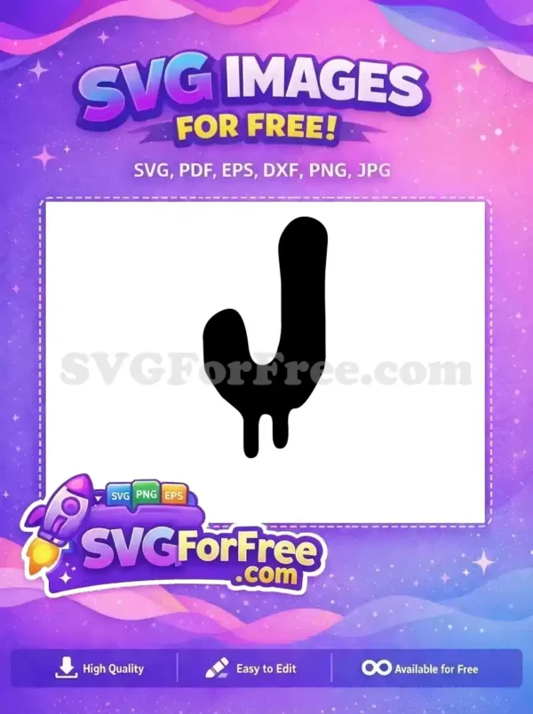 A free abstract black blob, resembling a stylized letter J or unique fluid drip, ideal for modern designs and logos.