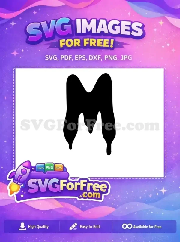 Discover this free, abstract dripping 'M' SVG, an organic and fluid design ideal for unique crafting and digital art.