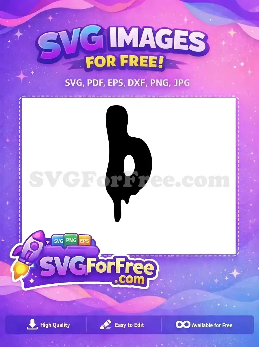 A free abstract black blob SVG design with a central white void and a unique dripping liquid effect at the bottom.