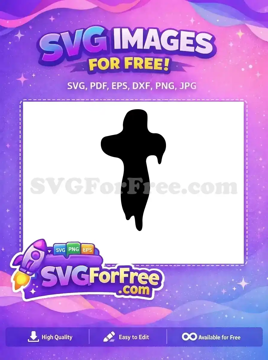 Free design: A striking black abstract blob shape, resembling a ghostly figure, ideal for diverse creative projects.