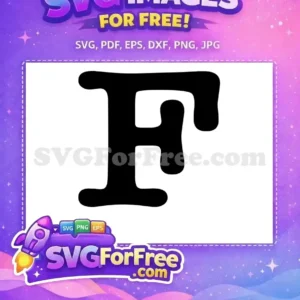 A free design featuring a bold, black, uppercase letter 'F' with rounded, organic, fluid edges. This free SVG is distinctive.