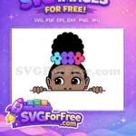 Free Afro Puff Flowers Free Peeking Big Eyes Black History Month Free SVG - Instant Download