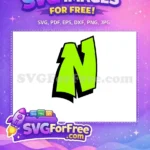 Free Lime Green Graffiti Letter N Free Bold Outline Black History Month Free SVG - Instant Download