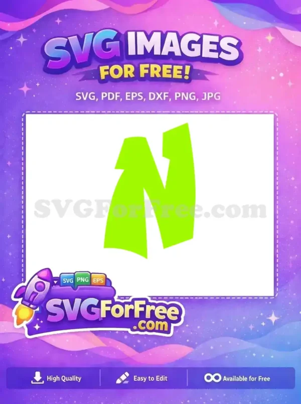 A bold, free lime green abstract 'N' shape SVG design, offering a modern, dynamic element for all your free creative projects.