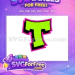 Free Graffiti Letter T Neon Free Pink Outline Black History Month Free SVG - Instant Download