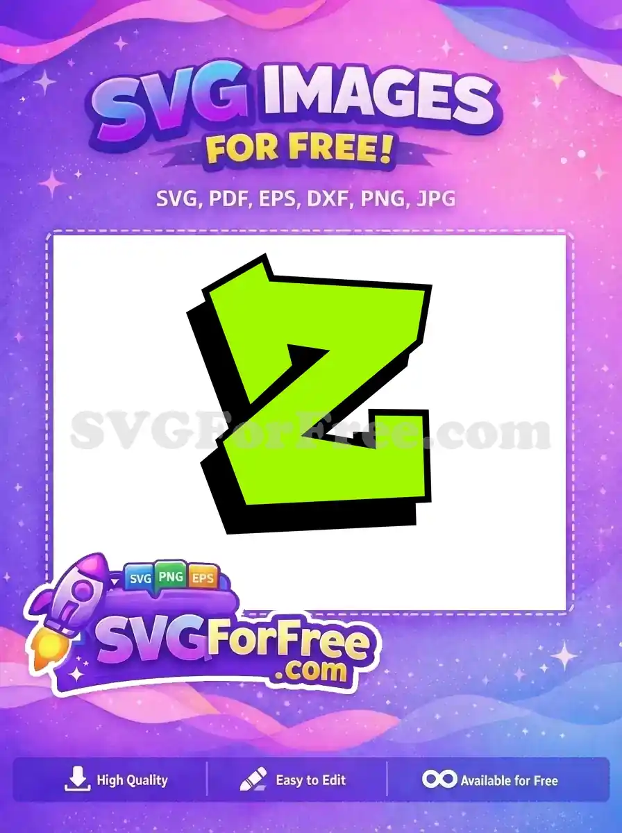 A vibrant, free graffiti-style letter 'Z' in sharp neon green with a strong black outline and shadow.