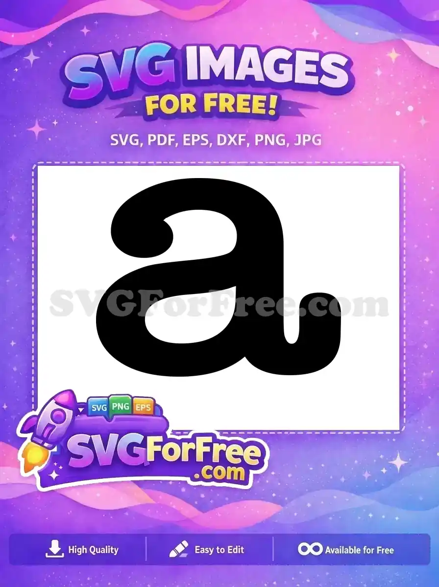 A bold, black, lowercase 'a' with smooth curves, offered as a free design resource. Ideal for creative free SVG projects.