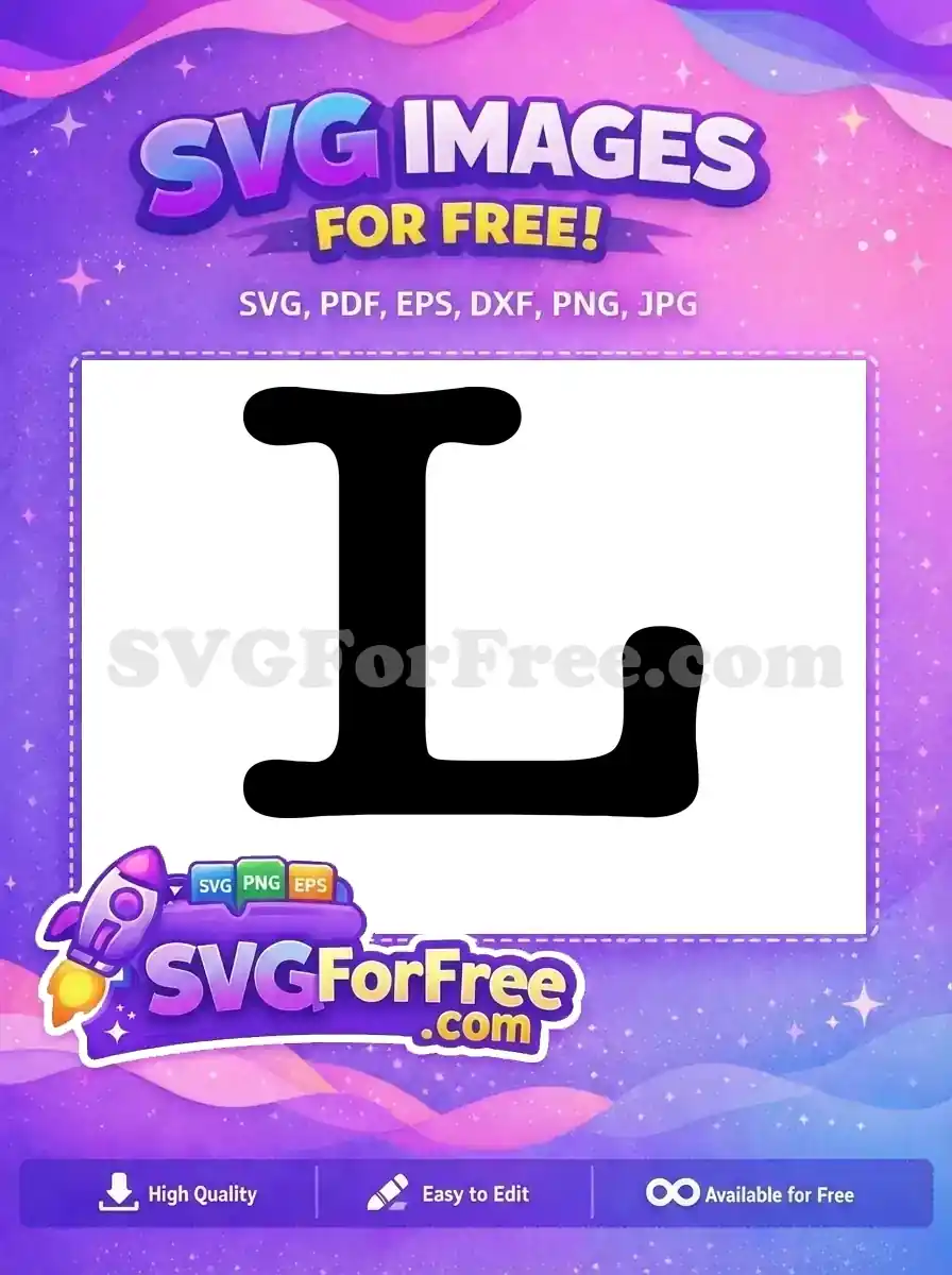 A free, bold black uppercase letter 'L' with smooth, rounded edges, ideal for diverse digital art projects.