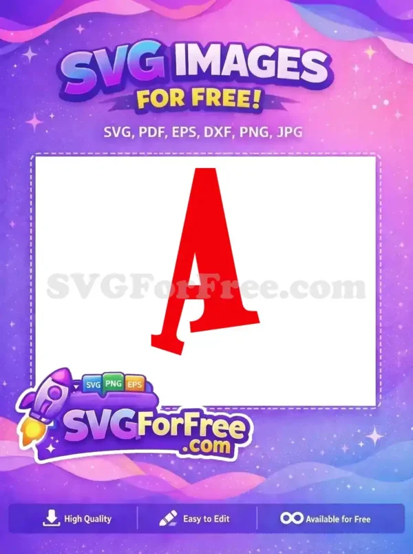 Free Red Letter ‘A’ Design – Bold & Versatile SVG A vibrant, bold red letter 'A' free design, standing out against a clean white background. This free SVG is perfect for various creative projects.