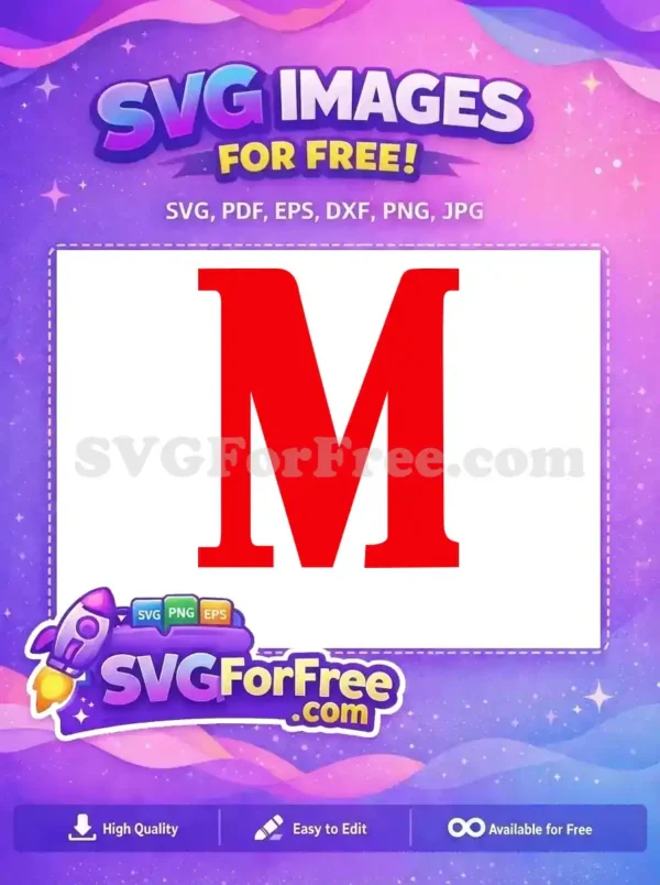 Striking Free Red Letter M Design for SVG Projects A vibrant, free red uppercase letter 'M' vector graphic, ideal for crafting, branding, and digital designs. This free design is easily scalable for all your projects.