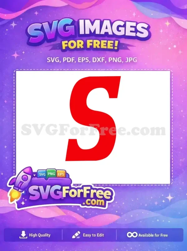 A bold, vibrant red uppercase letter S, a free design ready for download and diverse creative projects.