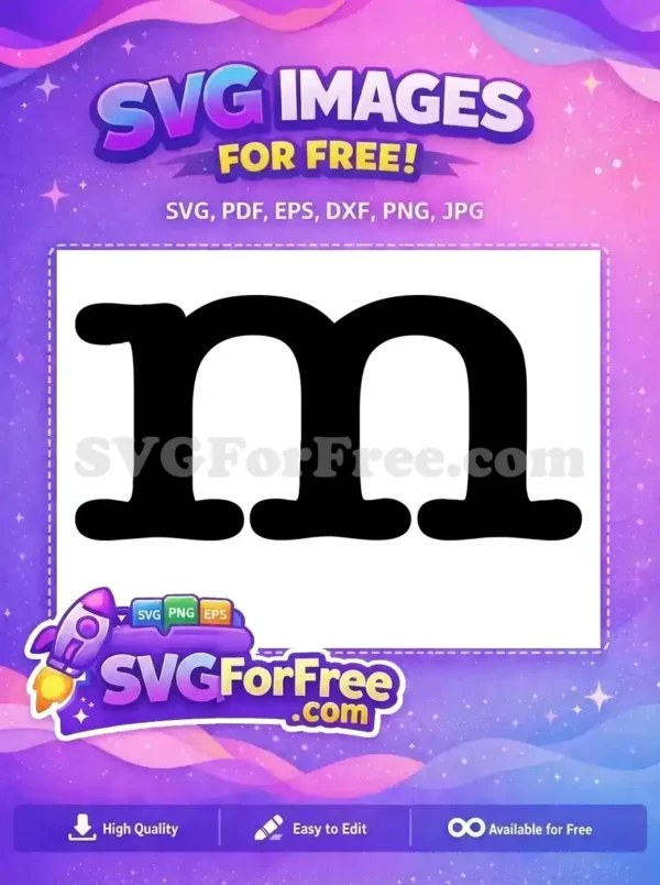 A bold, rounded, lowercase 'm' character in black, available as a free SVG. Ideal for crafting and digital projects.