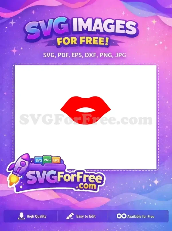 A stunning free design of vibrant red lips, perfect for adding a romantic touch to any project. Download this free SVG!