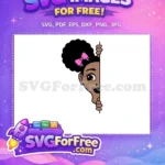 Free Peeking Afro Girl Free Pink Bow Black History Month Free SVG - Instant Download
