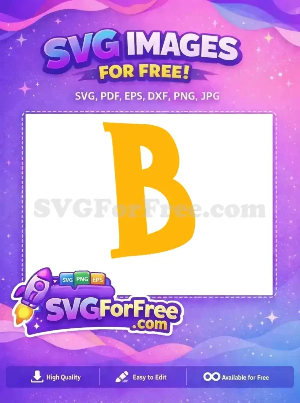 Free Bold Yellow Letter B SVG Design – Instant Download! Free dynamic uppercase letter B SVG design in vibrant yellow, perfect for logos, monograms, and creative projects.