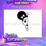 Free Peeking Afro Girl with Bow Free Smiling Big Eyes Black History Month Free SVG - Instant Download