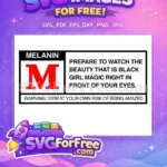 Free Melanin Red M Free Warning Label Black History Month Free SVG - Instant Download