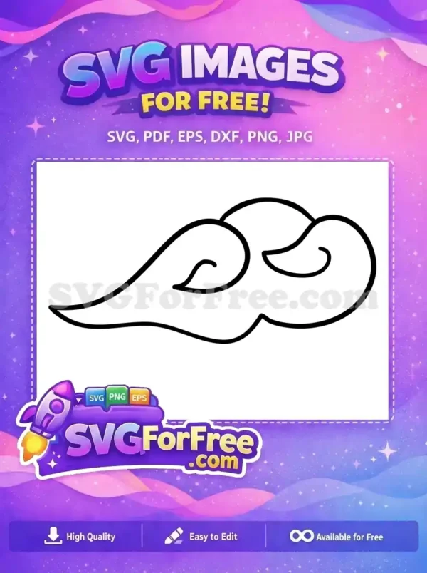 Free Elegant Asian Cloud SVG Design – Download Free Now A beautiful free traditional Asian cloud SVG design, featuring elegant swirls and a bold black outline on white. Download this free vector.