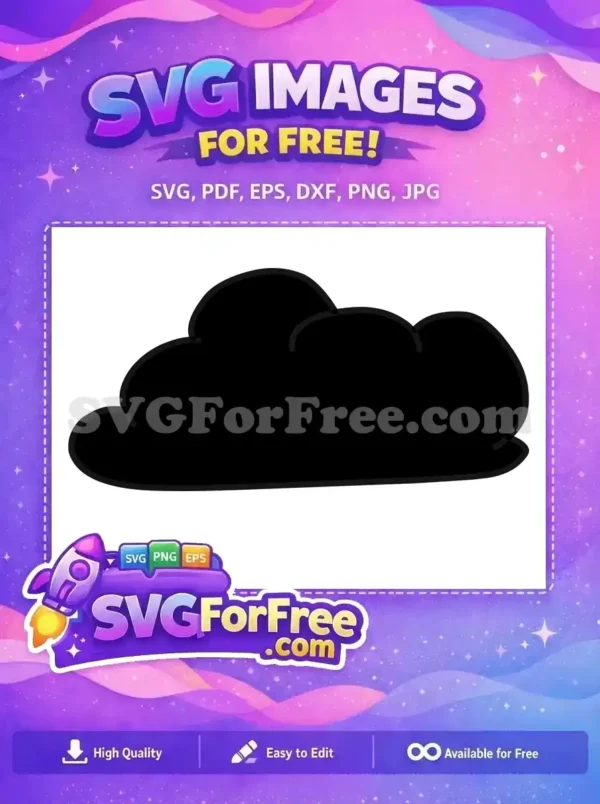 A free cloud silhouette SVG, perfect for weather icons or digital art projects, available for instant download.