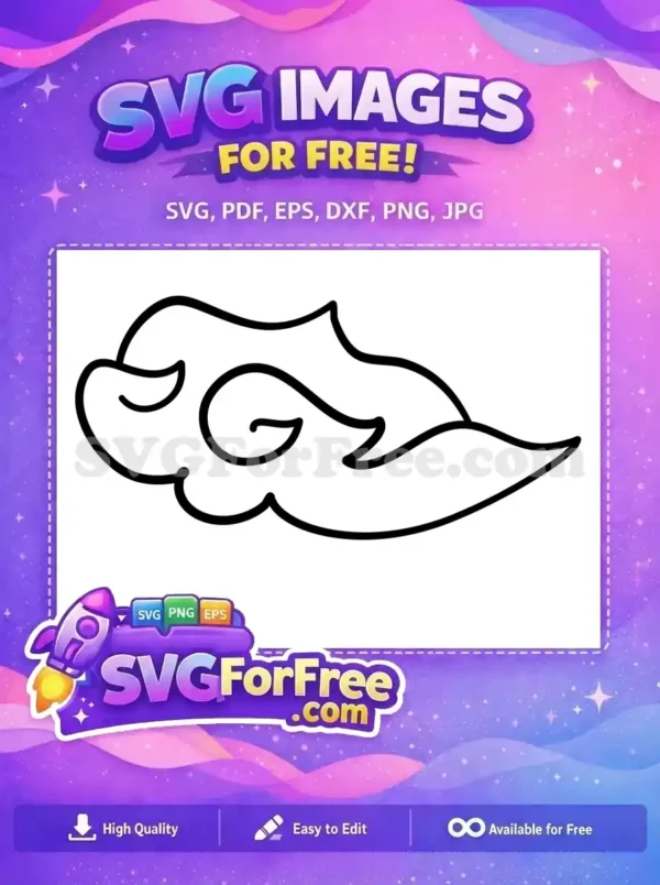 A free stylized cloud or smoke vector design, featuring graceful swirls and organic lines, perfect for any free project.