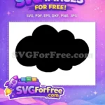 Free Puffy Black Silhouette Free Cartoon Cloud Shape Weather Graphic Free SVG - Instant Download