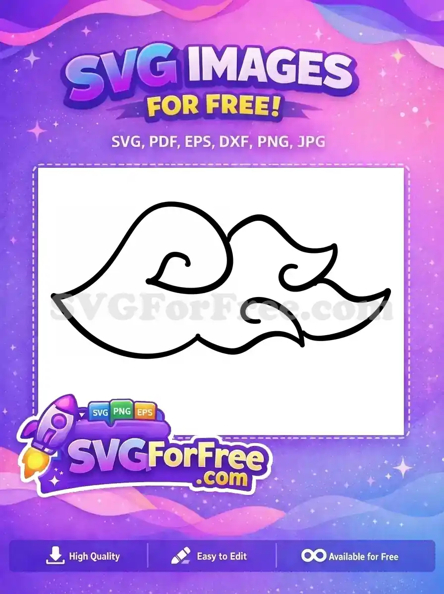 Discover this free design: an abstract SVG featuring elegant, flowing black waves or cloud-like curves on a white background. Perfect for free creative projects.