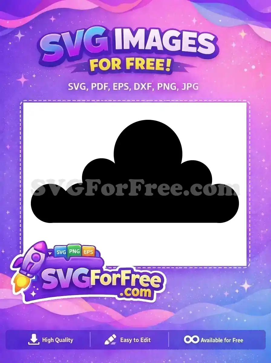 A clean, minimalist black cloud icon, offered as a free design for all your creative and digital projects.