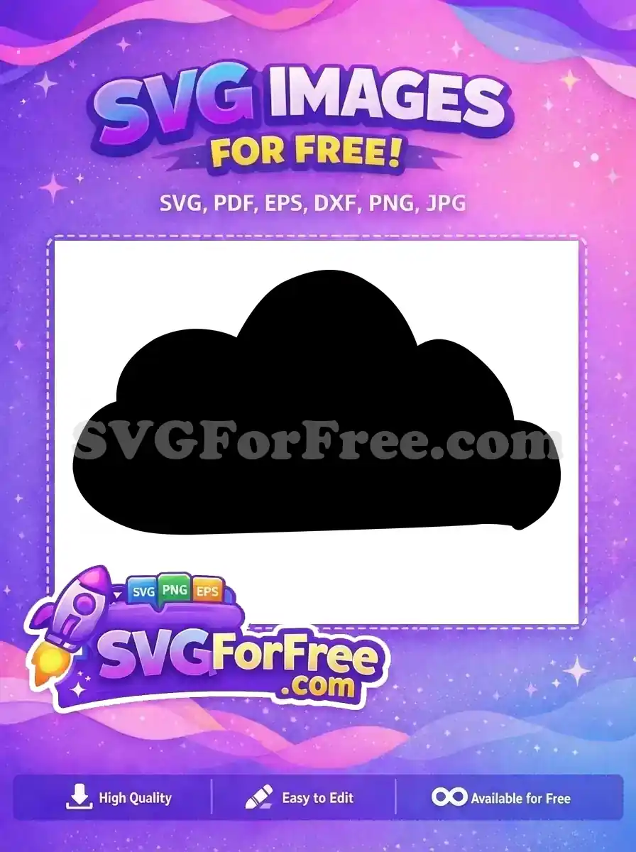 A free cloud SVG silhouette, clean and simple, ideal for weather graphics or digital art. Download this free design now!