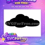Free Black Silhouette Free Puffy Cloud Design Weather Clipart Free SVG - Instant Download