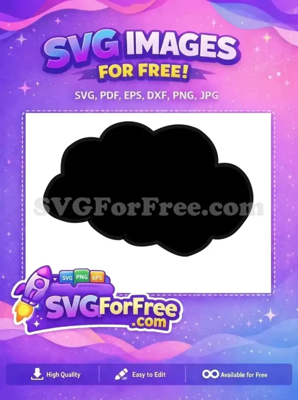 Free Cloud Shape SVG – Minimalist Design for All Projects A simple and clean black cloud shape, offered as a free design. Ideal for various digital and print projects.