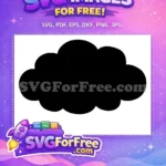 Free Black Puffy Cloud Free Silhouette Design Cartoon Weather Free SVG - Instant Download