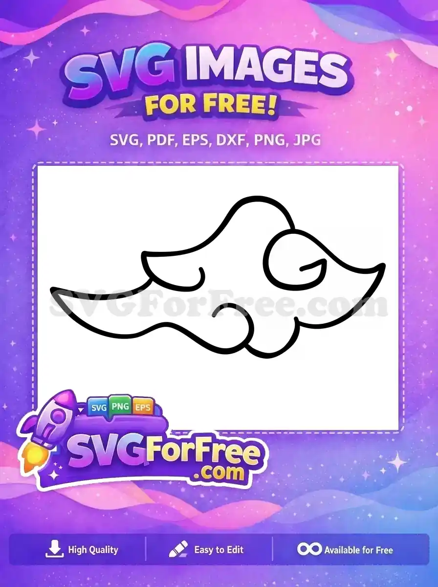 A striking free design featuring a bold, abstract black outline, reminiscent of a wing or cloud, for diverse projects.