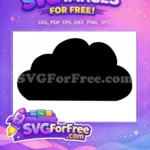 Free Black Silhouette Cloud Free Number One Digital Design Free SVG - Instant Download