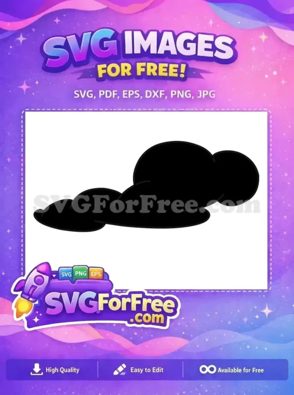 A free, simple black cloud silhouette, perfect for weather graphics or whimsical design projects. Download this free SVG.