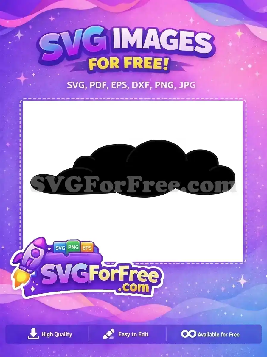 A clear black silhouette of a cloud-like shape, perfect for a free design project. This free SVG offers endless creative possibilities for users.