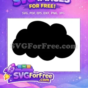 A simple, solid black, fluffy cloud silhouette. This free SVG design is perfect for various projects and crafts.