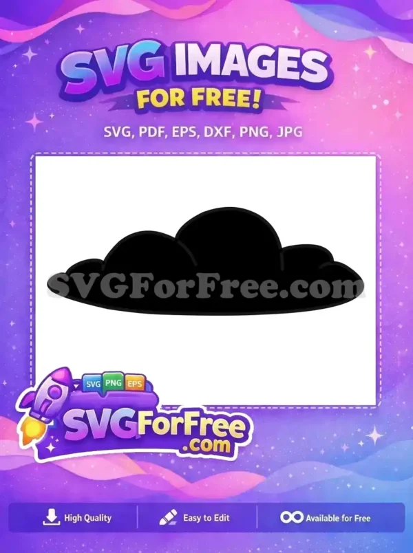 Free Cloud Design SVG – Simple & Versatile Graphic A charming, simple black cloud SVG, a free design perfect for weather motifs, decor, and digital art projects.