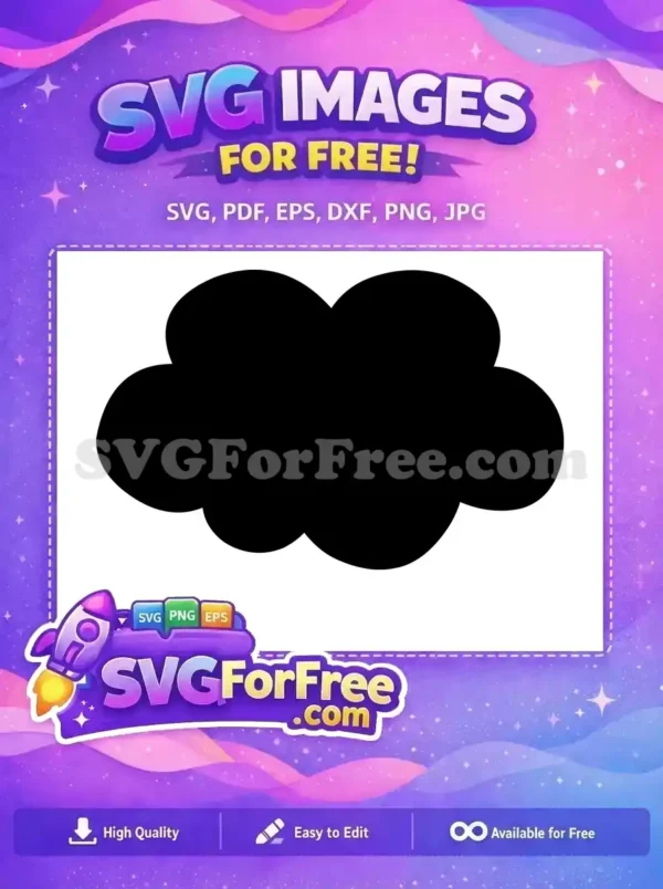 A simple, bold black cloud shape, a free design vector ideal for various digital and print projects. Get this free graphic now!