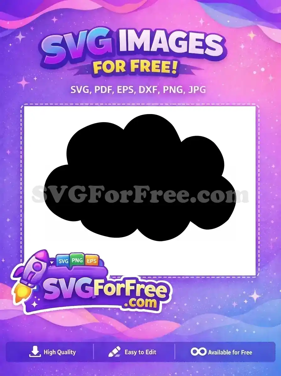 A simple, free black cloud silhouette design, ideal for various creative projects. Download this free SVG for instant use!