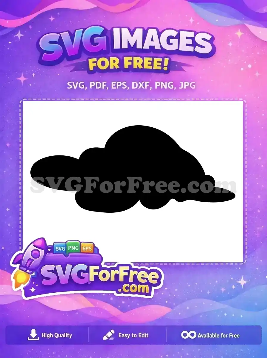 A free cloud design, a charming black silhouette with soft, organic curves, perfect for various digital projects. Download this free vector now!