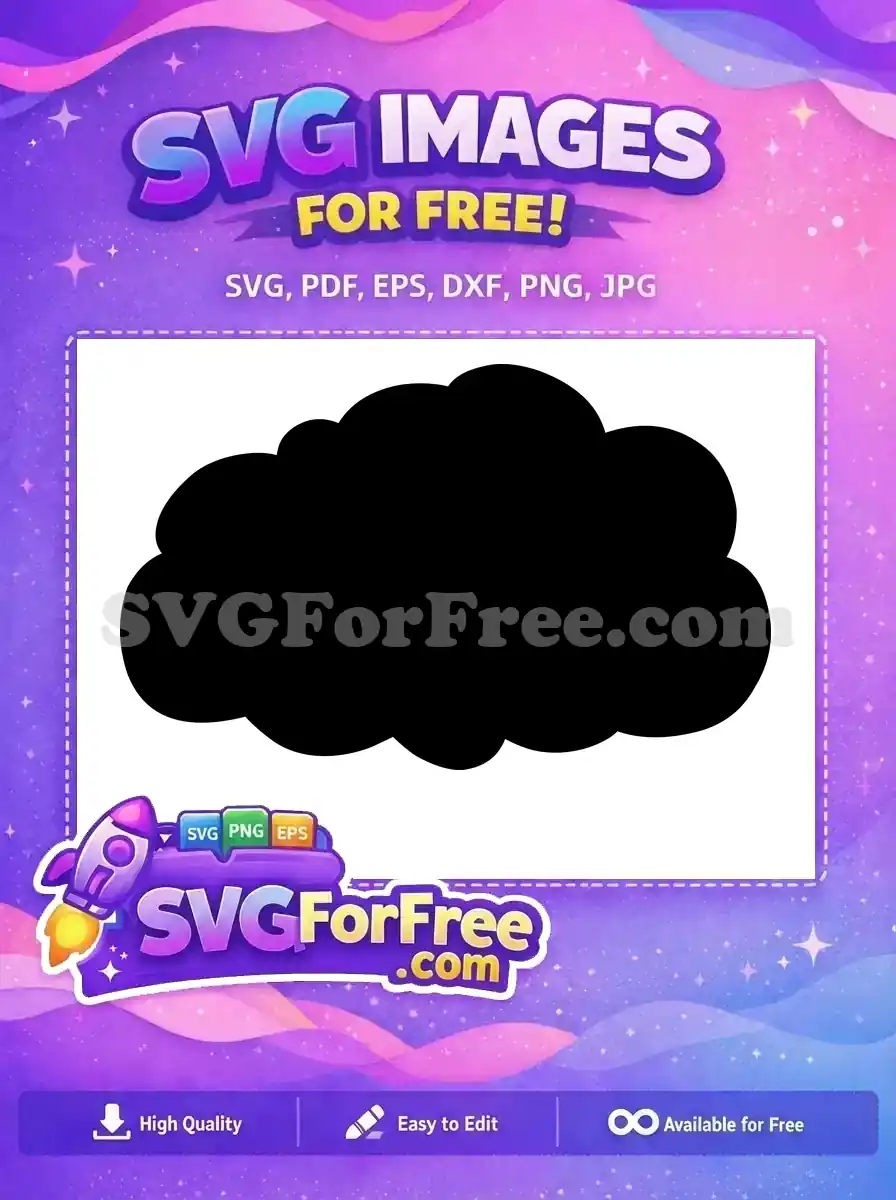 A simple, free black cloud shape SVG design, ideal for digital art and craft projects. Download this free vector now!