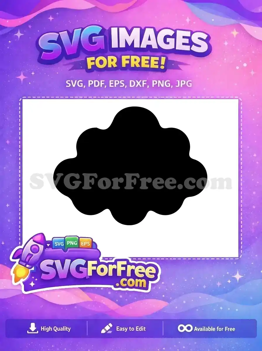 A captivating free cloud design, a solid black, stylized cloud shape. This versatile free SVG is perfect for any project.