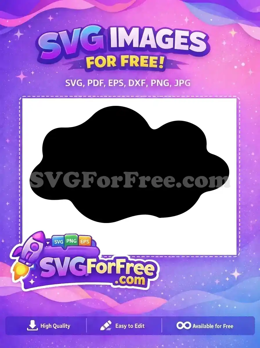 This free design features a smooth, organic black blob shape, ideal for creative projects and digital art.