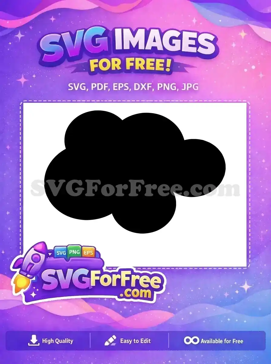 A crisp, free black cloud shape SVG, ideal for diverse graphic design projects. Download this versatile, high-quality vector now.
