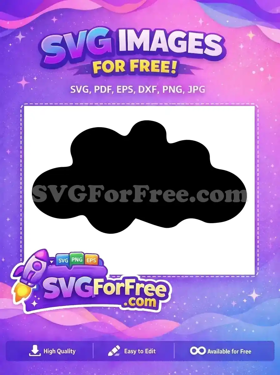 A free abstract black cloud shape SVG, ideal for diverse digital and print projects. Download this versatile free design now!
