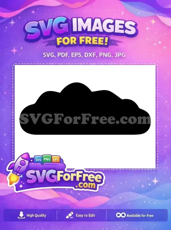 Free Cloud Design SVG – Simple & Versatile Weather Icon A simple, bold black cloud silhouette, offered as a free design resource for various creative projects. Download this free SVG icon today!