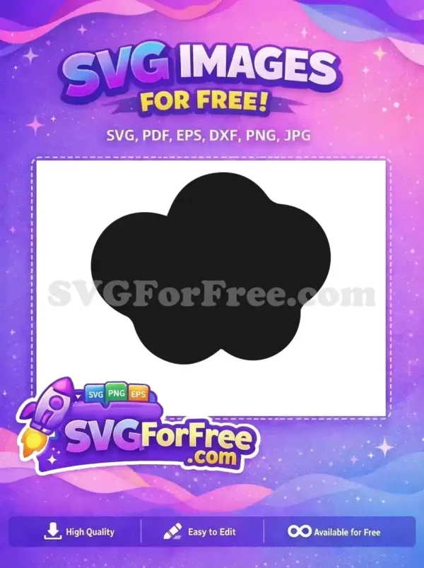 A minimalist solid black free cloud or organic blob shape SVG, ideal for diverse design projects. This versatile free design offers creative flexibility for all users.