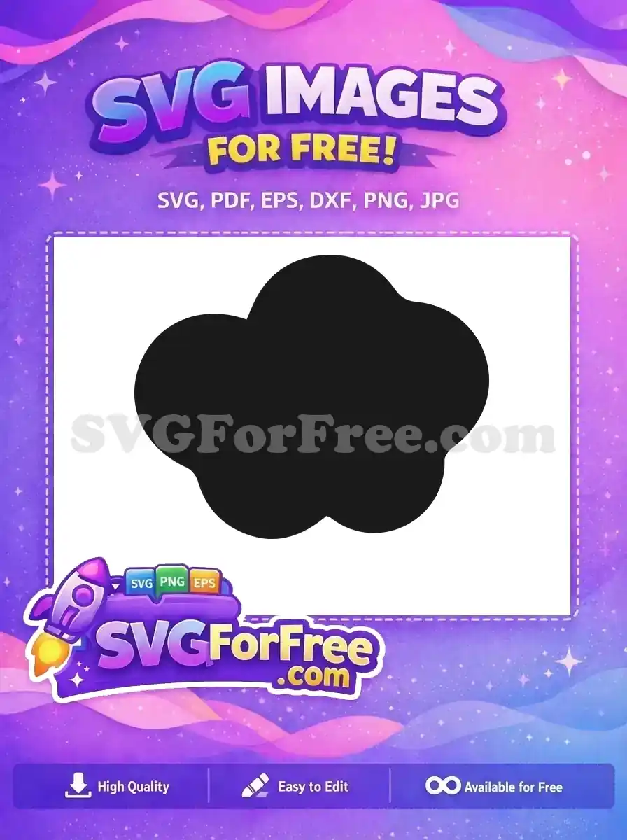 A minimalist solid black free cloud or organic blob shape SVG, ideal for diverse design projects. This versatile free design offers creative flexibility for all users.