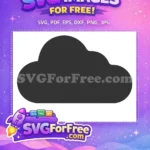 Free Black Silhouette Cloud Free Puffy Weather Symbol Design Free SVG 2 - Instant Download